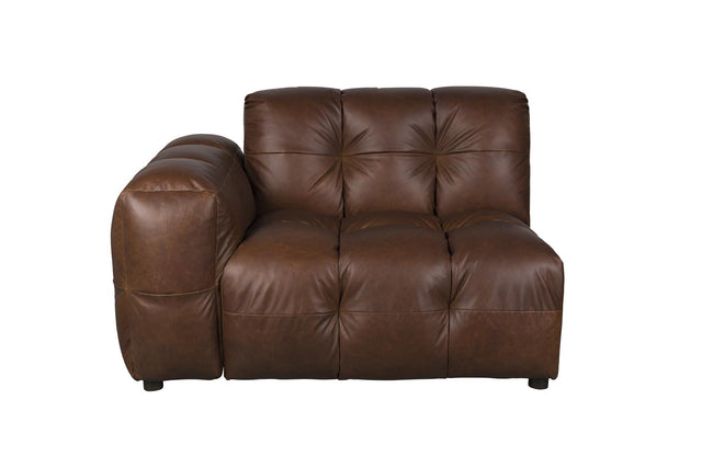 Dutchbone-Hackman With Arm Left Leather Chocolate 模組沙發 -咖啡色
