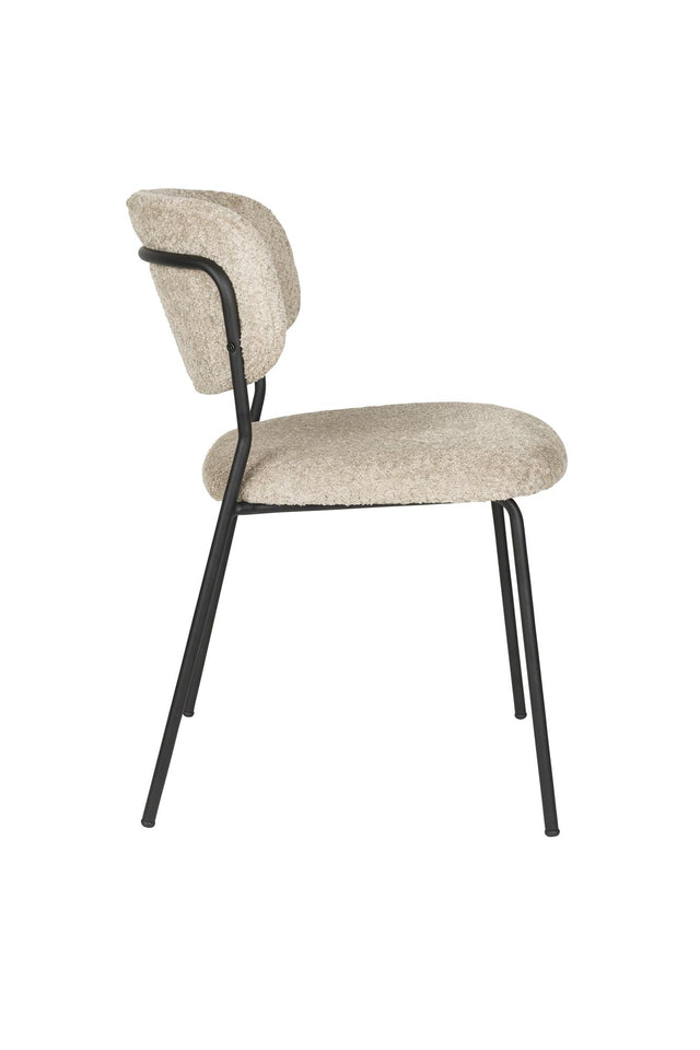 Zuiver-Jolien Black/Beige Bouclé 餐椅 -米色