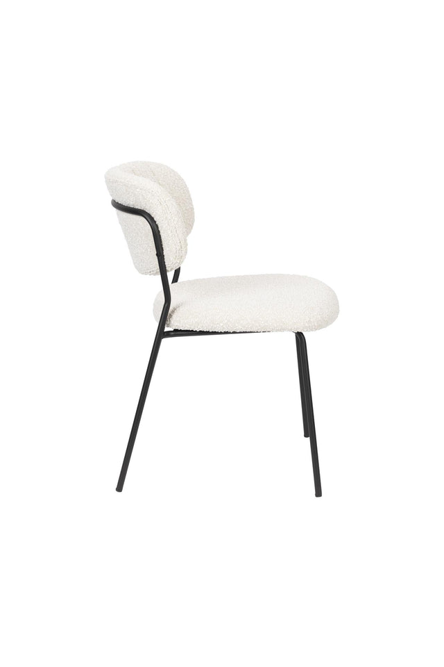 Zuiver-Jolien Black/White Bouclé 餐椅 -白色