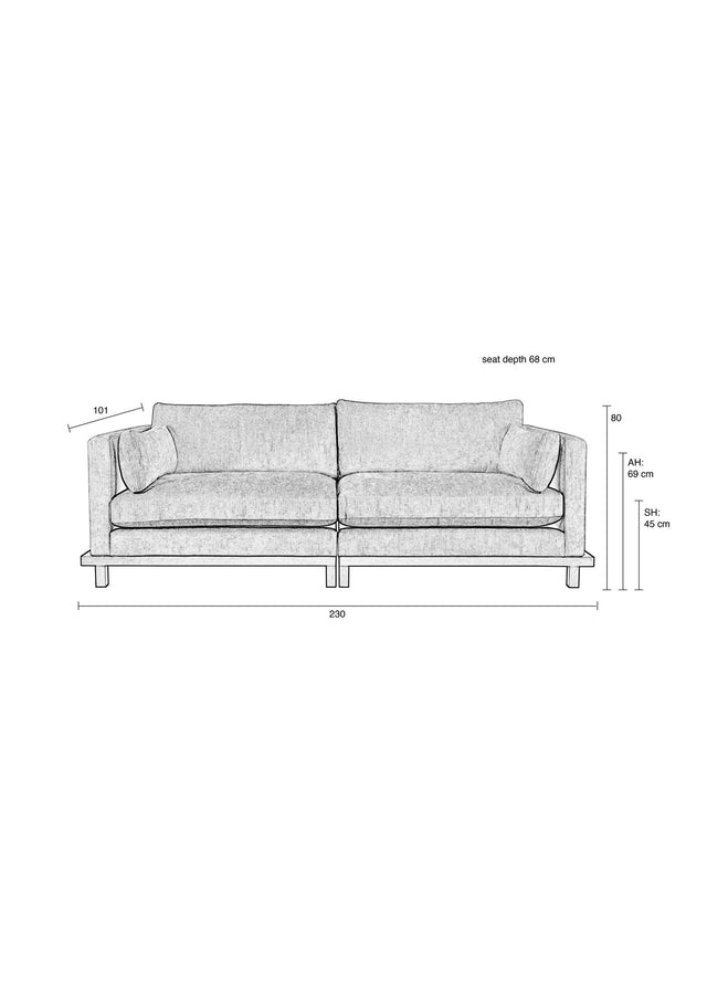 Zuiver-Blossom 3-Seater Moss 三人沙發 -咖啡色