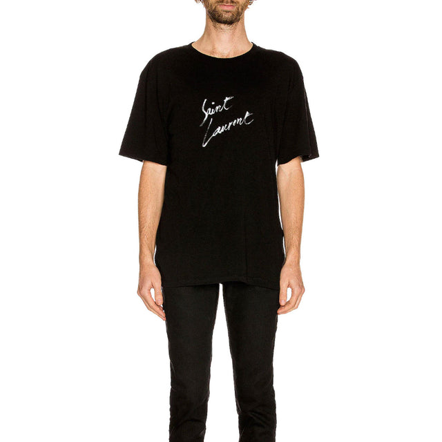 【現貨】Saint Laurent 草寫LOGO黑色短袖