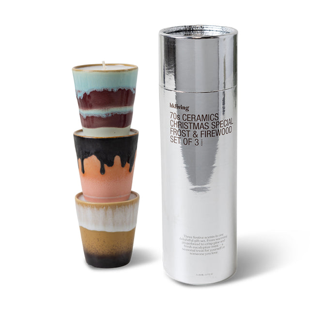 HKliving 香氛|70s ceramics: Christmas special, frost & firewood (set of 3)