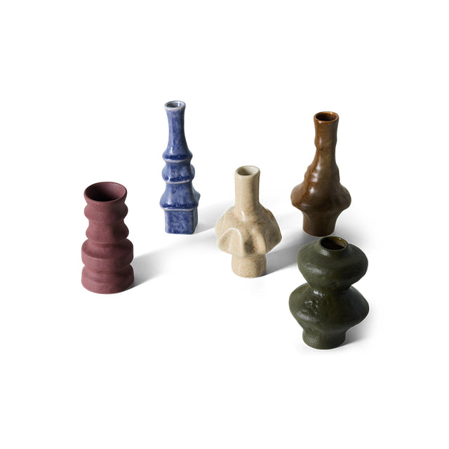 HKLIVING-70s ceramics: small vases, palette (set of 5)