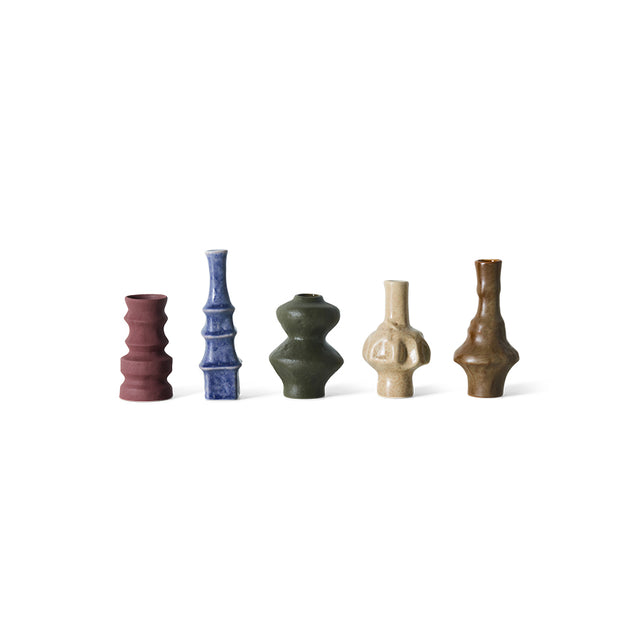 HKLIVING-70s ceramics: small vases, palette (set of 5)