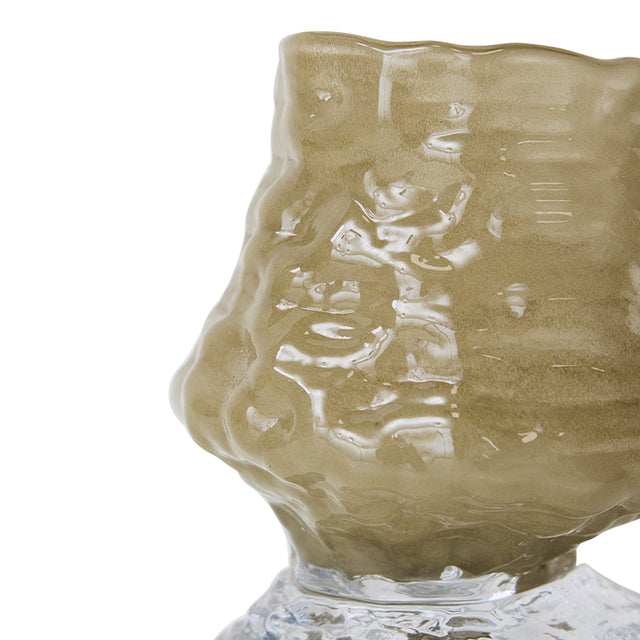 HKLIVING-Brut textured glass vase, sage