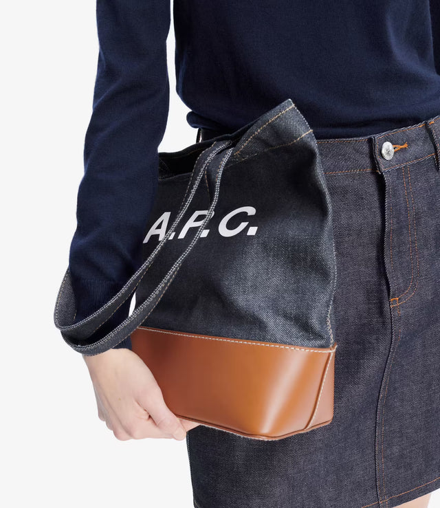 【現貨】A.P.C Axel Small tote bag 丹寧拚原色牛皮 托特包