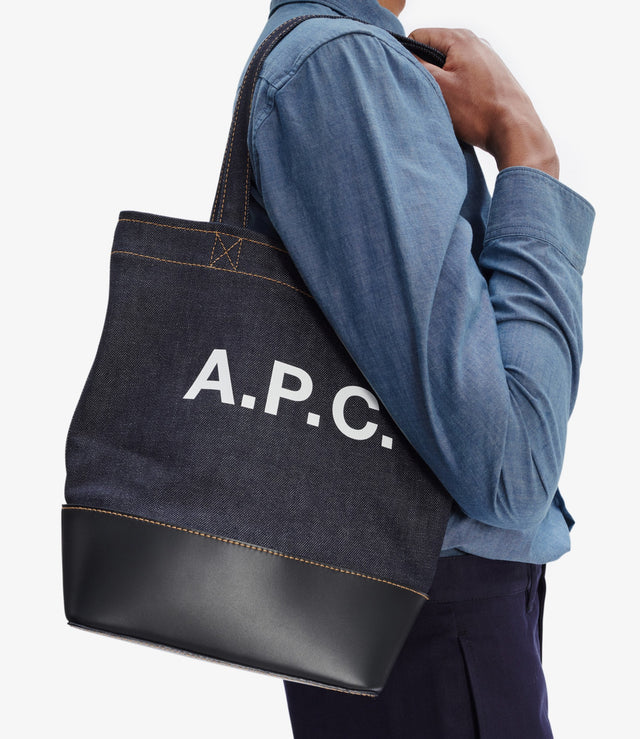 【現貨】A.P.C Axel Small tote bag 丹寧拚黑皮 托特包