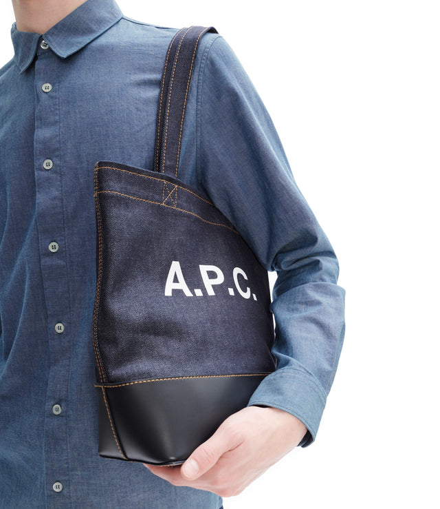 【現貨】A.P.C Axel Small tote bag 丹寧拚黑皮 托特包