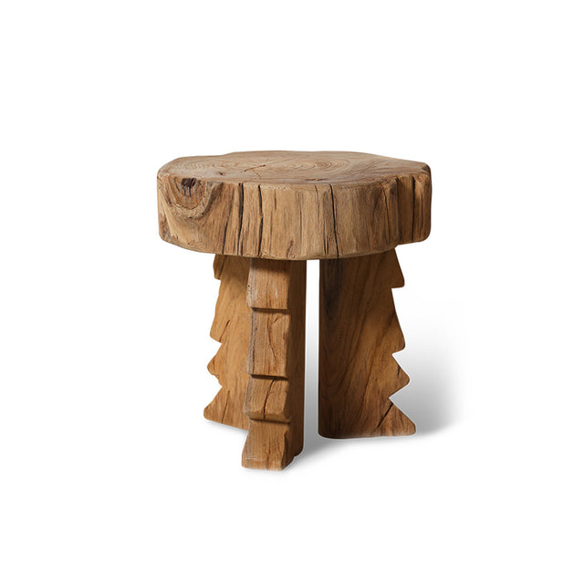 HKliving 凳|Carved wooden stool