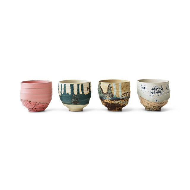 HKliving เซรามิก Artist coffee cups (เซ็ต 4 ชิ้น)