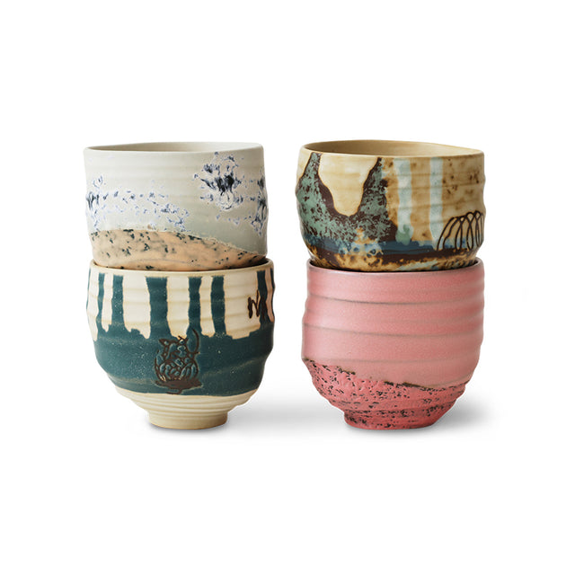 HKliving Artist ceramics: coffee cups (set of 4) 單色