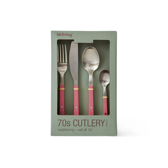 HKliving 刀叉匙|70s cutlery: raspberry, set of 16