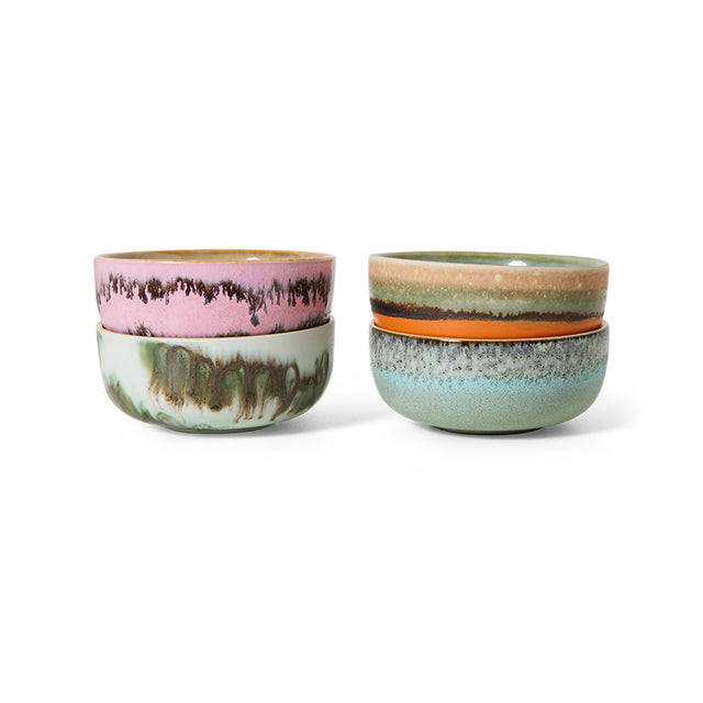 HKliving 70s ceramics: tapas bowls (set of 4) renaissance