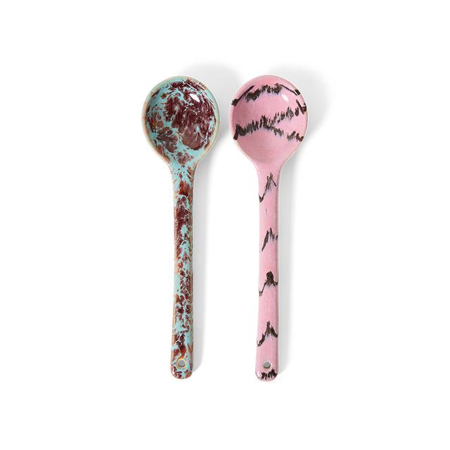 HKliving 刀叉匙|70s ceramics: serving spoons, sprinkle (set of 2)