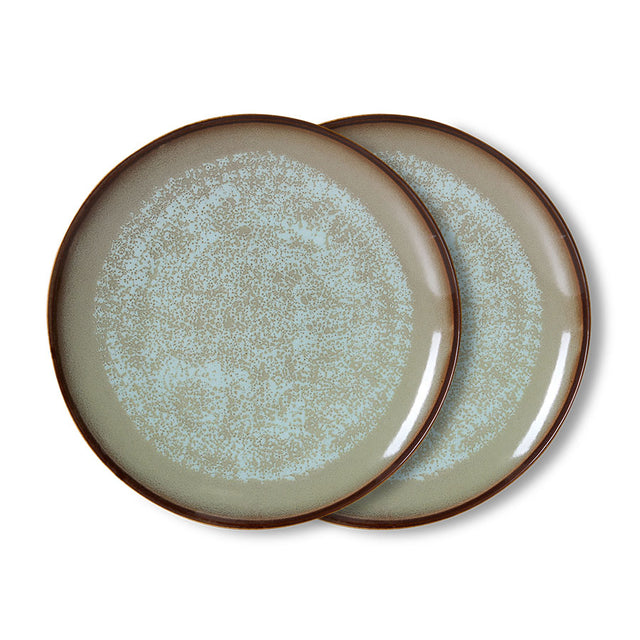 HKliving 70s ceramics: dinner plate (set of 2) contrast