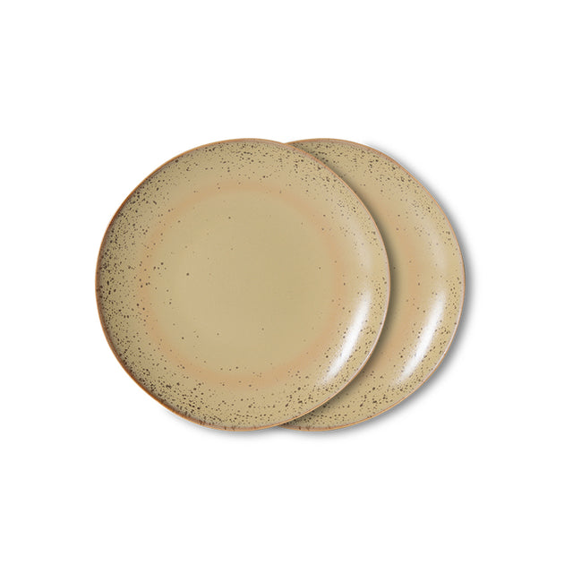 HKliving 70s ceramics: dessert plate (set of 2) grit