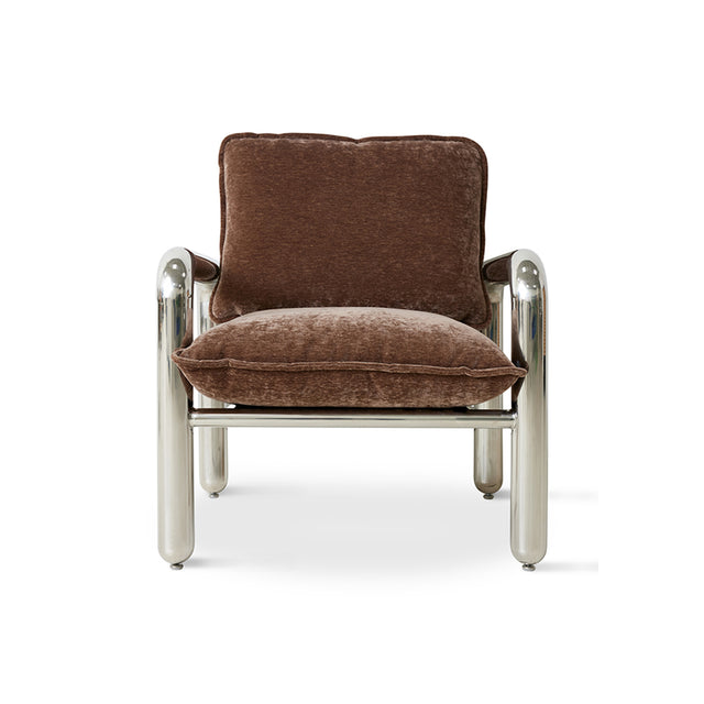 HKliving 扶手椅|Chrome lounge armchair, velvet brown