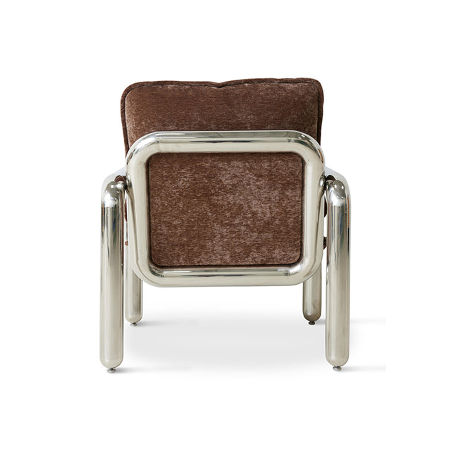 HKliving 扶手椅|Chrome lounge armchair, velvet brown