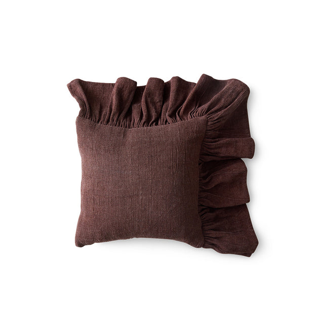 HKliving 抱枕|Ruffle cushion, chestnut (50x50cm)
