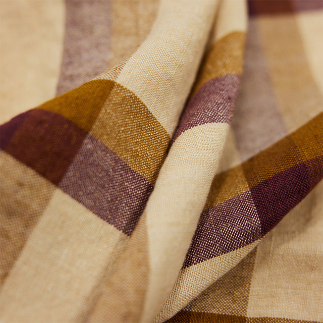 HKliving 餐桌布巾|Vida check table cloth chestnut/cream (140x220cm)