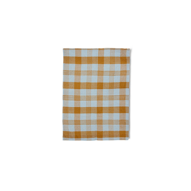 HKliving 餐桌布巾|Vida check tea towel amber/blue (50x70cm)