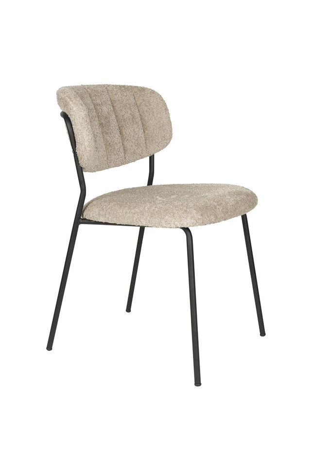 Zuiver-Jolien Black/Beige Bouclé 餐椅 -米色