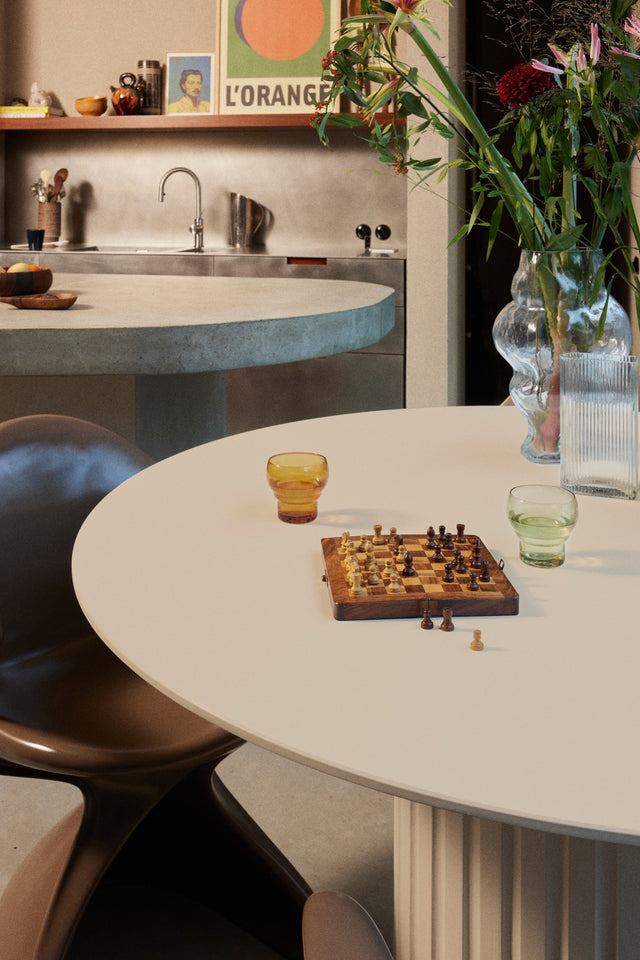 HKliving 餐桌｜Pillar dining table round cream