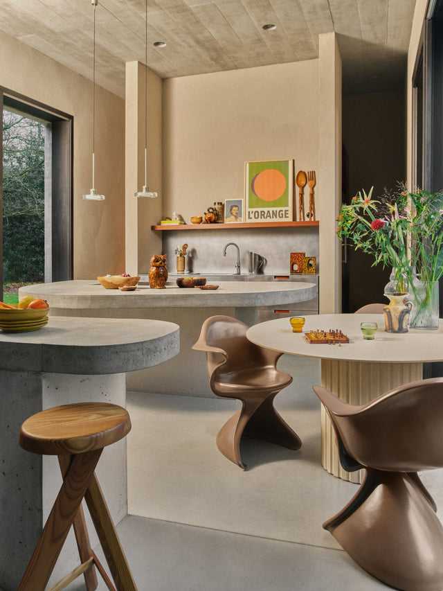 HKliving 餐桌｜Pillar dining table round cream