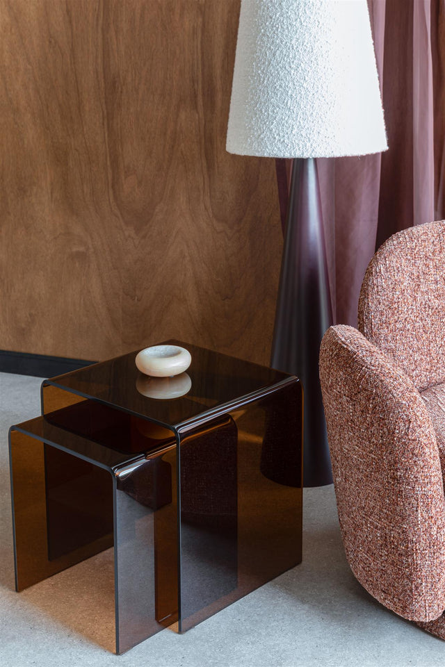 Dutchbone-Vetro邊桌二入組-咖啡色