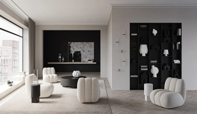 球形花瓶,網紋四方形,迷你 - 骨白色