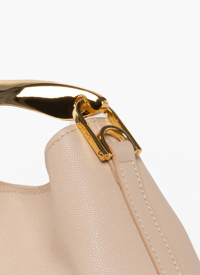 ELLEME PARIS - 迷你 Boomerang Caviar 皮革手袋 裸色