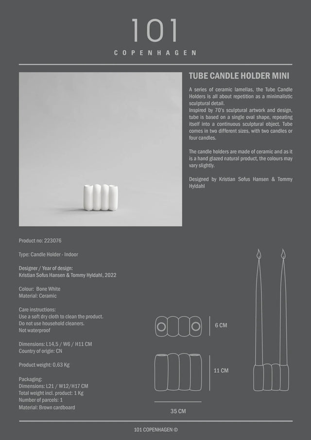 【現貨】101 Copenhagen-管形燭台,迷你 - 骨白色