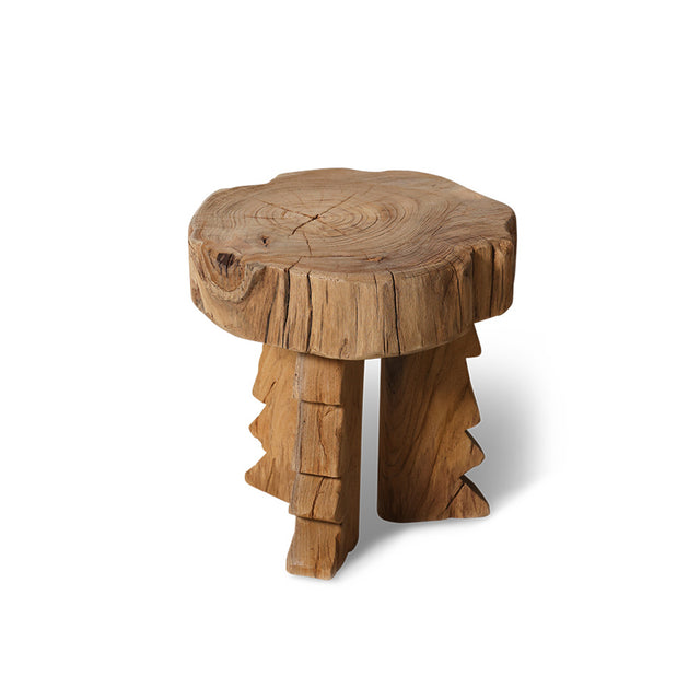 HKliving 凳｜Carved wooden stool