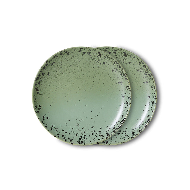 HKliving 70s ceramics: dessert plate (set of 2) fleck