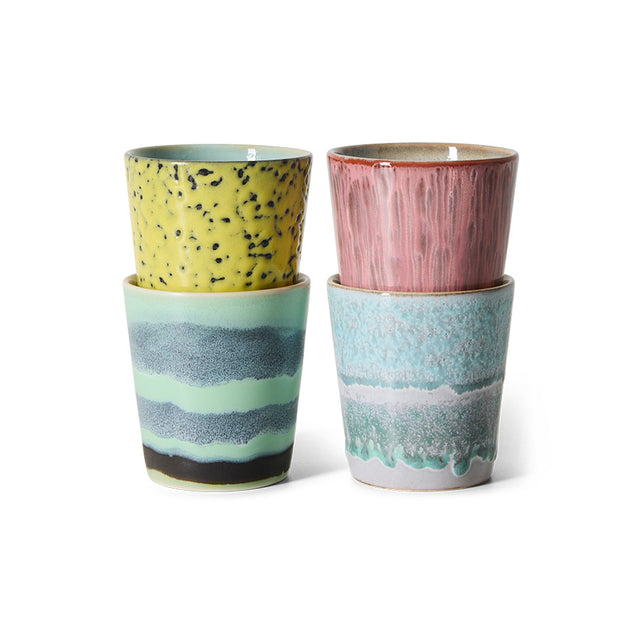 HKliving 70s ceramics: coffee mugs (set of 4) artistic