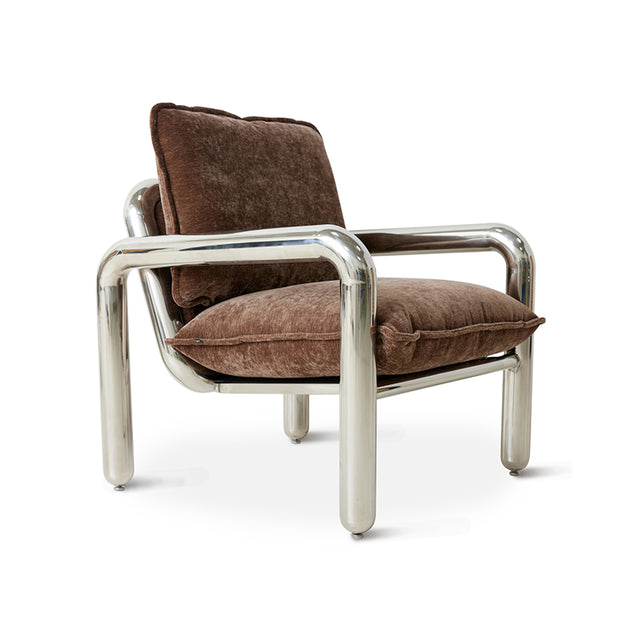 HKliving 扶手椅｜Chrome lounge armchair, velvet brown