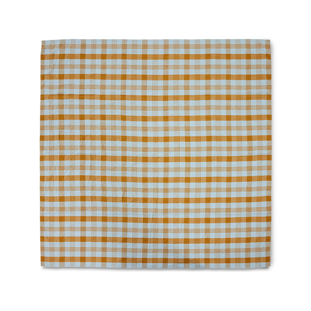 HKliving 餐桌布巾｜Vida check table cloth amber/blue (180x180cm)