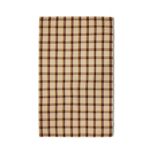HKliving 餐桌布巾｜Vida check table cloth chestnut/cream (140x220cm)