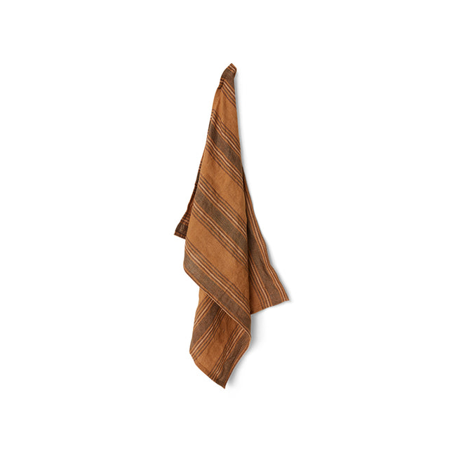 HKliving 餐桌布巾｜Vida striped tea towel amber/grey (50x70cm)