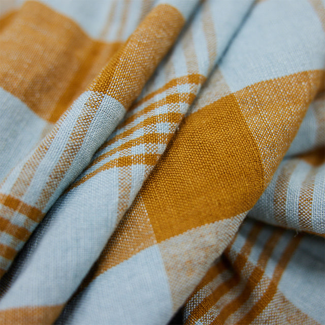 HKliving 餐桌布巾｜Vida check tea towel amber/blue (50x70cm)