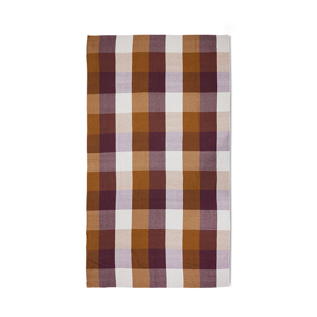 HKliving 餐桌布巾｜Vida check table cloth amber/burgundy (140x220cm)