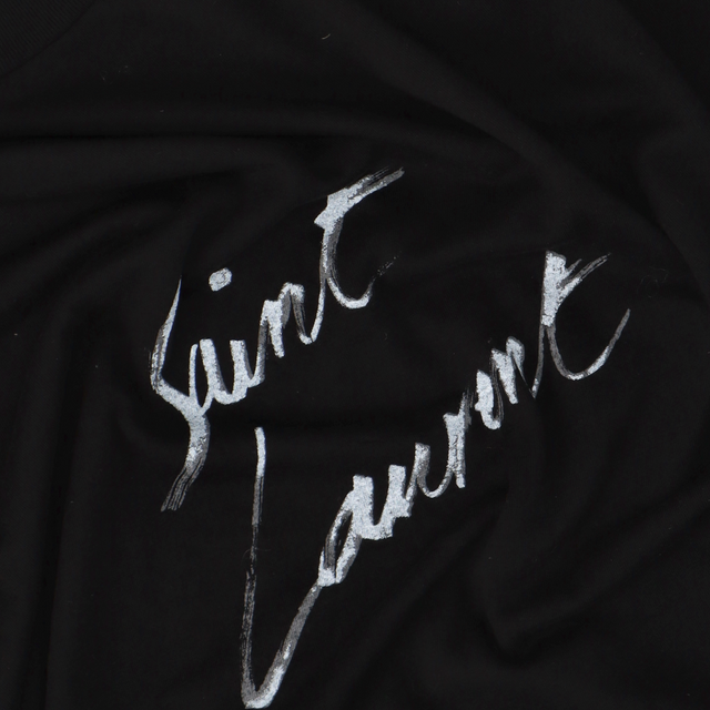 Saint Laurent 草寫LOGO黑色短袖